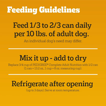 (12 pack) Pedigree Chopped Ground Dinner T-Bone Steak Flavor Adult Wet Dog Food, (12) 13.2 oz Cans