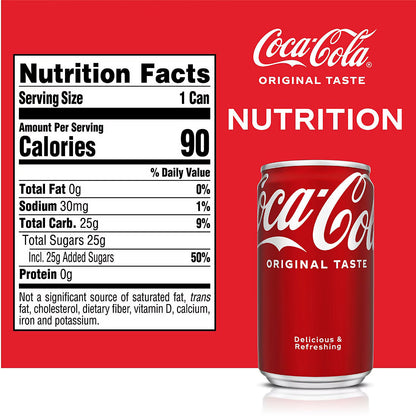 Coca-Cola Soda Soft Drink Fridge Pack, Mini Cans, 30 pk./7.5 fl. oz.