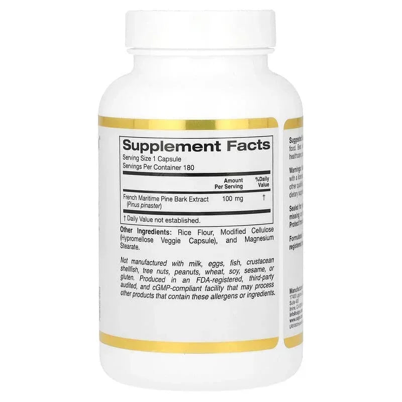 California Gold Nutrition, French Maritime Pine Bark Extract, Oligopin, 100 mg, 60 Veggie Capsules