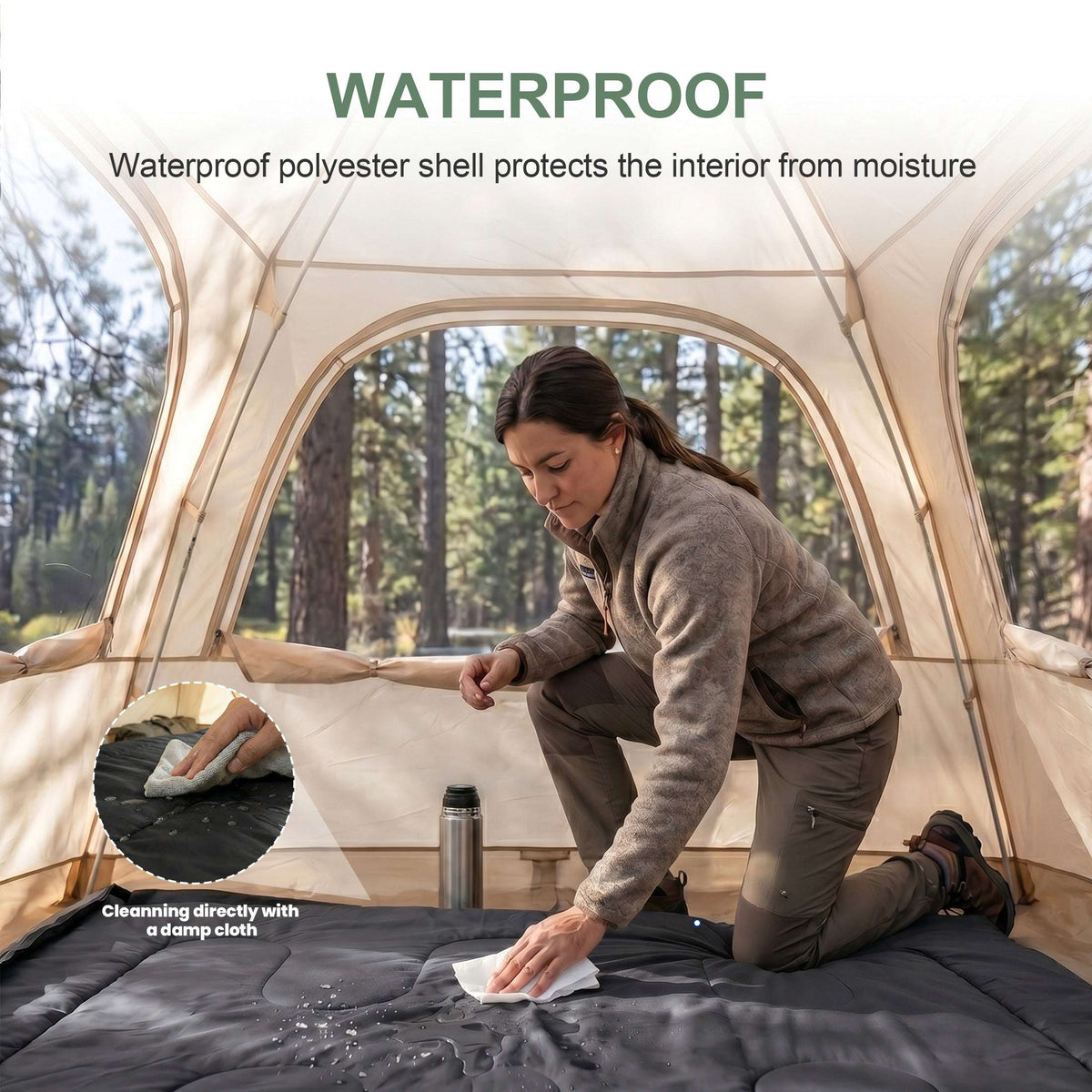 CONCETTA Lightweight Double Sleeping Bag for Adults in Cold & Warm Weaher, Waterproof & Machine Washable for Camping/Backpacking/Hiking, Black