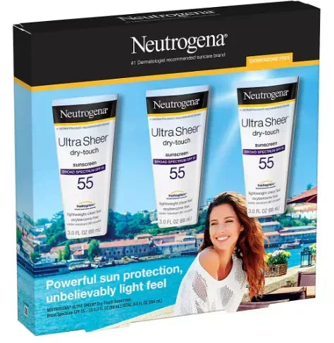 Neutrogena Ultra Sheer Dry-Touch Sunscreen Lotion, 3 ct.