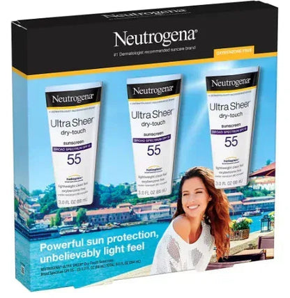 Neutrogena Ultra Sheer Dry-Touch Sunscreen Lotion, 3 ct.