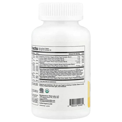 Super Nutrition, Organic Whole Food Women's 40+ Multivitamin with Organic Amla Extract, Organic Sunflower Extract, Organic Moringa Extract, and Organic Shiitake Extract , 60 Tablets