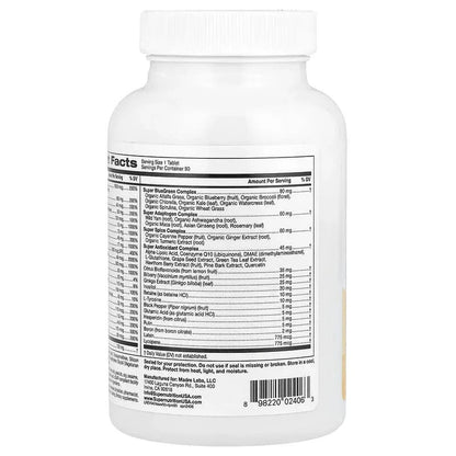 Super Nutrition, SimplyOne®, 50+ Women Multivitamin + Super Complexes with Vitamin A, Vitamin C, Minerals, and Botanicals, Iron Free, 90 Tablets