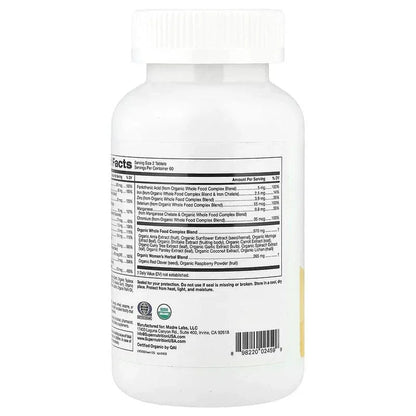 Super Nutrition, Organic Whole Food Women's Multivitamin with Vitamin A, Organic Amla Extract, Organic Sunflower Extract, and Organic Moringa Extract , 120 Tablets