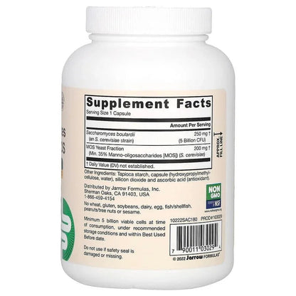 Jarrow Formulas, Vegan Saccharomyces Boulardii + MOS, 5 Billion CFU, Veggie Capsules