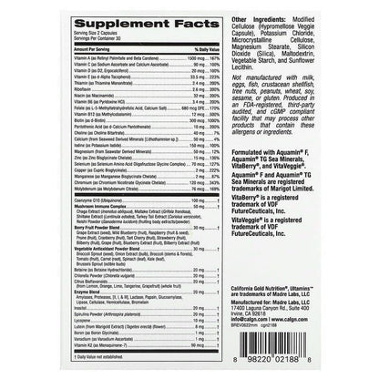 California Gold Nutrition, Ultamins with CoQ10, Mushrooms, Enzymes, Veggies & Berries, 60 Veggie Capsules