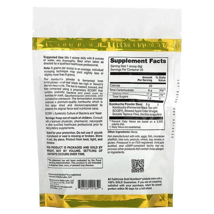 California Gold Nutrition, Superfoods, Kombucha Powder with Kombucha, Brewed Apple Cider Vinegar and Soluble Tapioca Fiber Plus Probiotics, 5.64 oz (160 g)