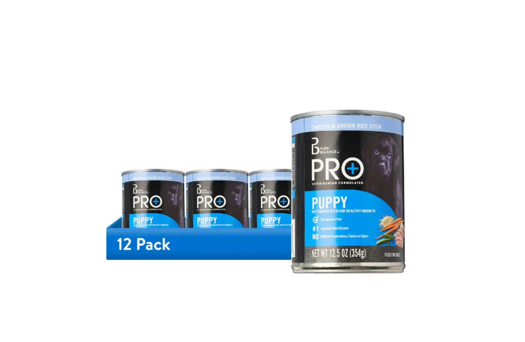 Pure Balance Pro+ Chicken & Brown Rice Stew Wet Dog Food for Puppy, 12.5 oz Can