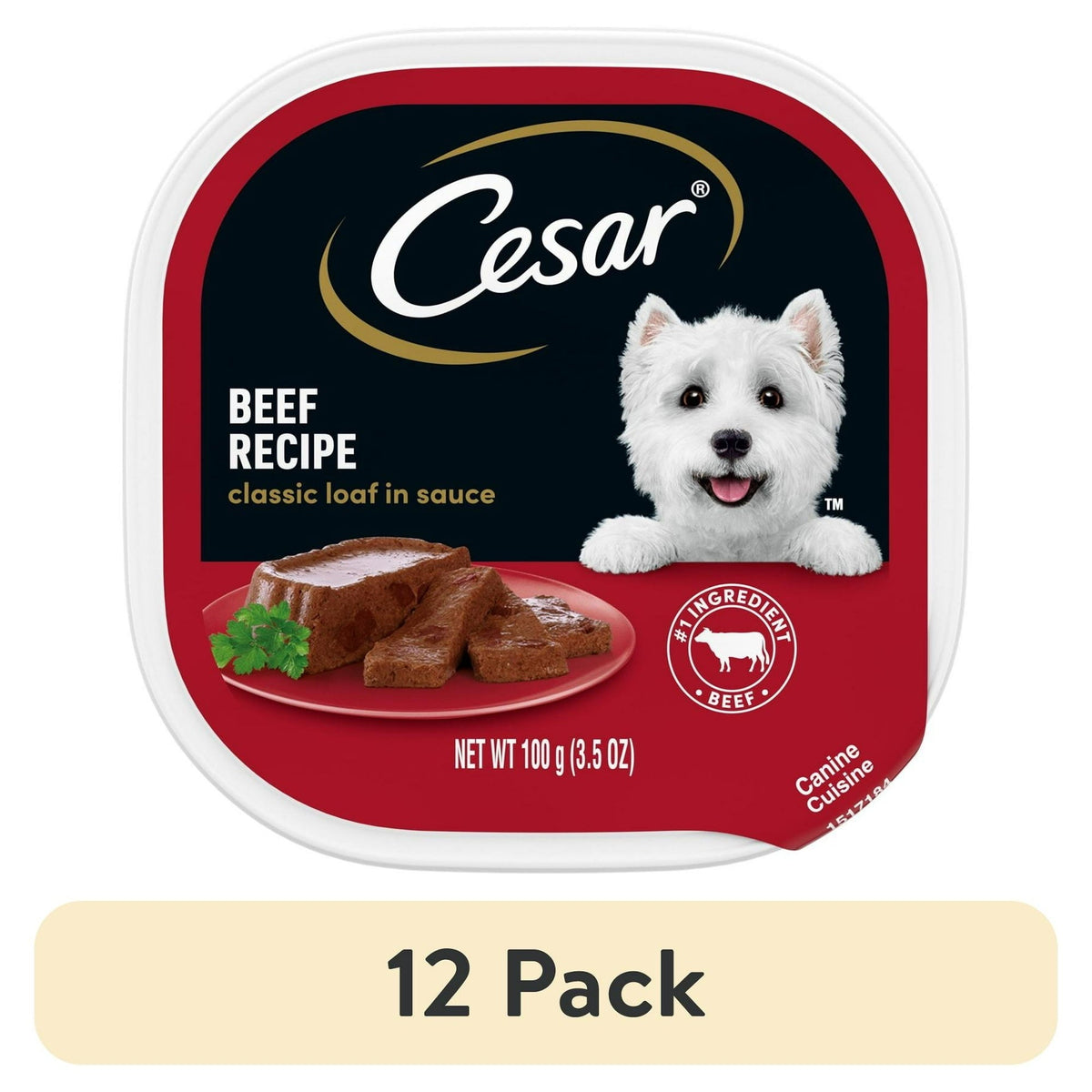 Cesar Loaf in Sauce Beef Recipe Adult Wet Dog Food, 3.5 oz Easy Peel Trays