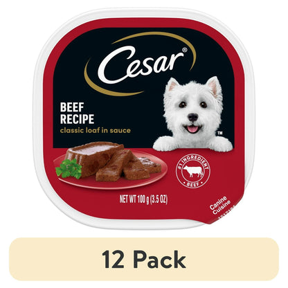 Cesar Loaf in Sauce Beef Recipe Adult Wet Dog Food, 3.5 oz Easy Peel Trays