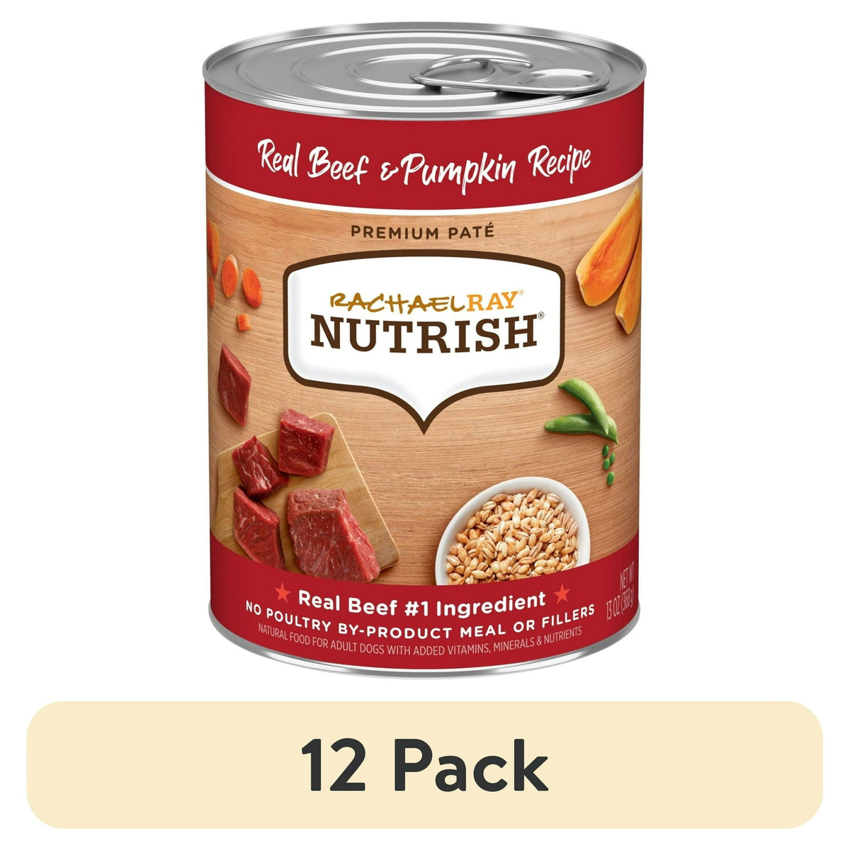 Nutrish Real Beef & Pumpkin Recipe Whole Health Blend Premium Paté Wet Dog Food, 13 oz. Can (Rachael Ray)