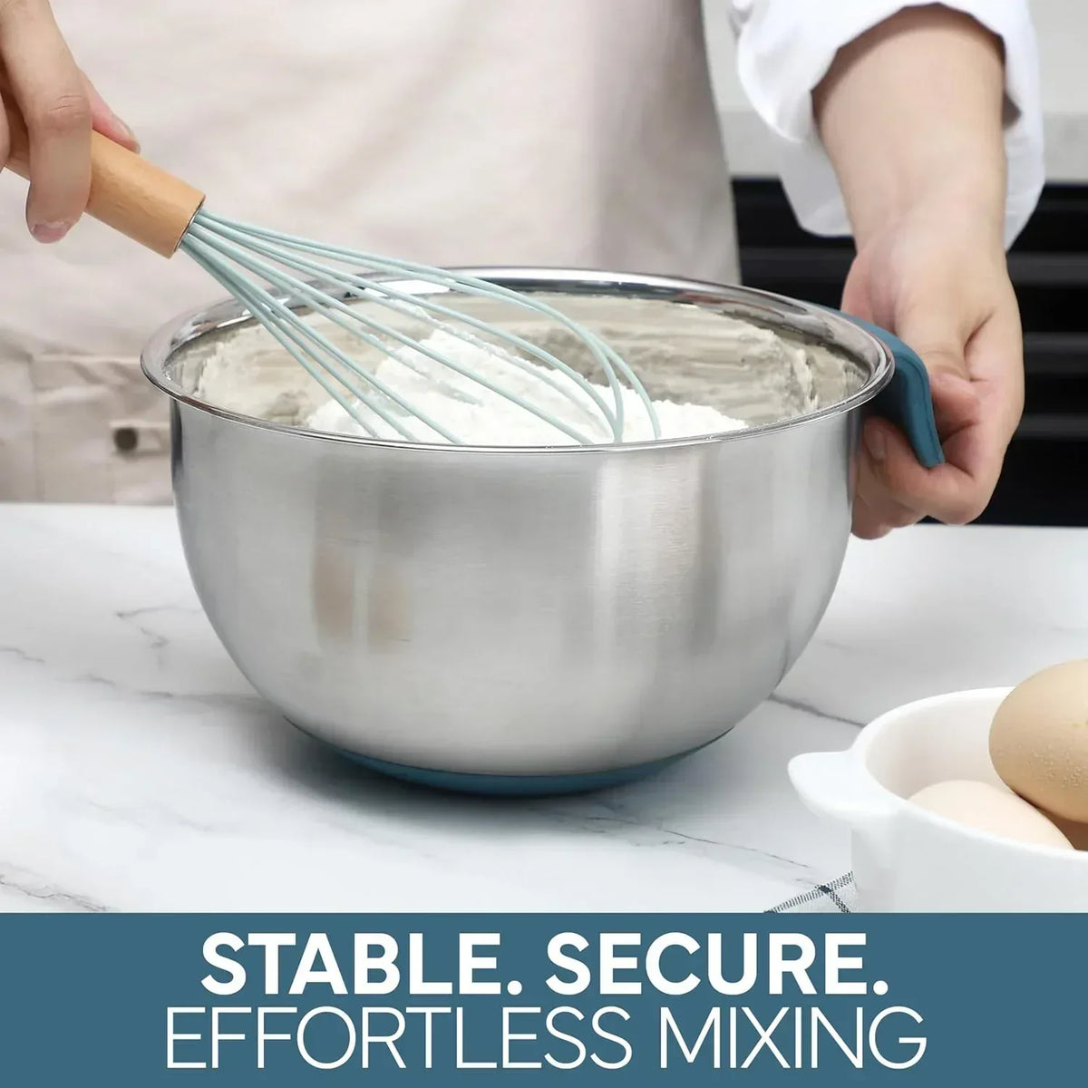 COOK WITH COLOR Stainless Steel Mixing Bowls Set and Measuring Cups- Nesting Bowls with Non-Slip Bottom and Easy-Grip Handles, 11 Pieces