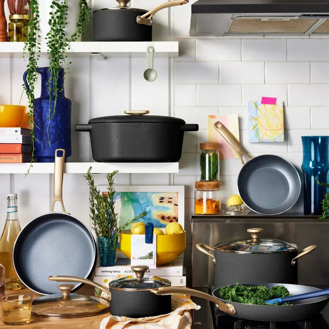 Beautiful 6 Quart Enamel Dutch Oven, Black Sesame by Drew Barrymore