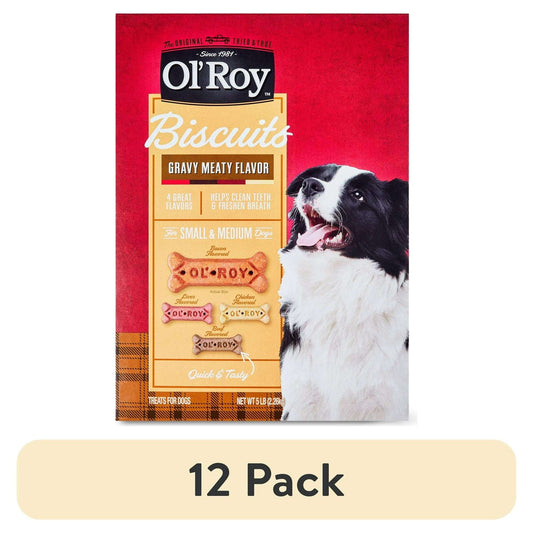 (12 pack) Ol' Roy Multi Flavored Gravy Basted Biscuits for Medium Dogs, 5 lb Box
