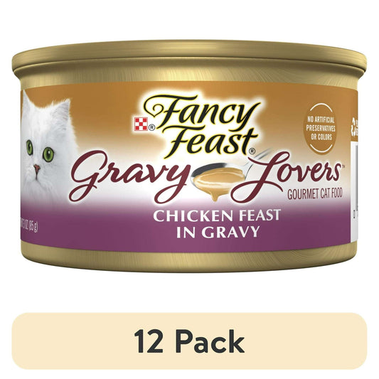 (12 pack) Purina Fancy Feast Gravy Lovers Wet Cat Food, Chicken Feast in Gravy, 3 oz Cans
