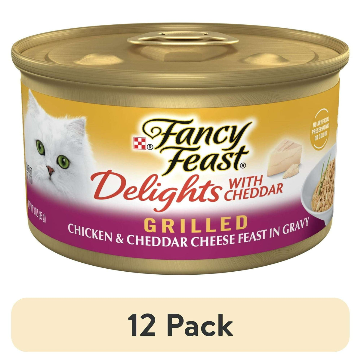 Purina Fancy Feast Grilled Delights with Cheddar Wet Cat Food, Chicken & Cheddar, 3 oz Can