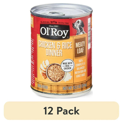 Ol' Roy Chicken & Rice Dinner Meaty Loaf Wet Dog Food, 13.2 oz Can (6 and 12 packs)