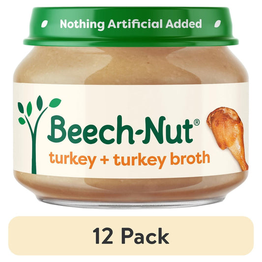 (12 pack) Beech-Nut Stage 1 Turkey & Turkey Broth Baby Food, 2.5 Oz Jar