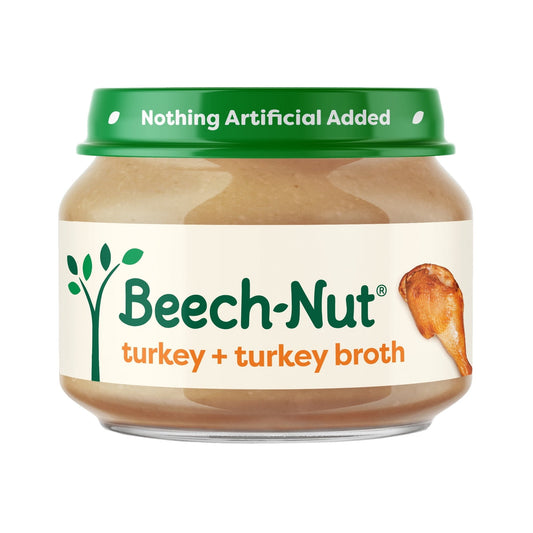 (12 pack) Beech-Nut Stage 1 Turkey & Turkey Broth Baby Food, 2.5 Oz Jar