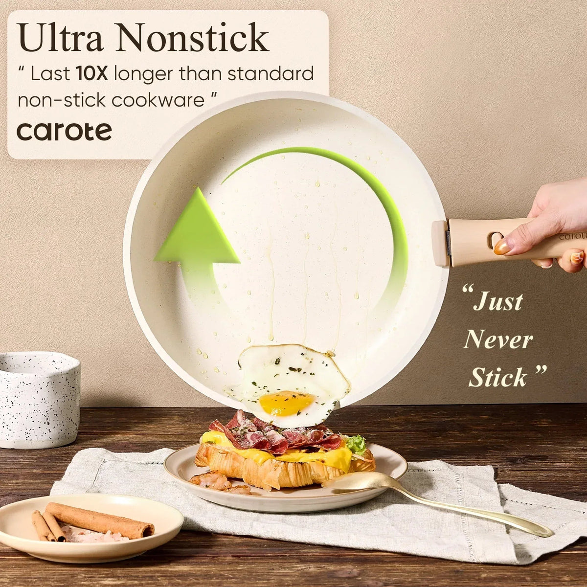 Carote 15 Pcs Nonstick Cookware Sets, Granite Non Stick Pots and Pans with Removable Handles, Oven Safe, Induction Compatible, Black