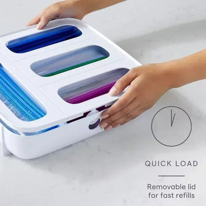 Youcopia Storabag Food Bag Dispenser, Family Size 4-Slot, Plastic Sandwich Bags Drawer Organizer for Kitchen Storage