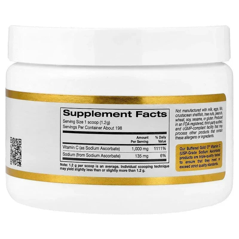 California Gold Nutrition, Buffered Gold C™, Non-Acidic Vitamin C Powder, Sodium Ascorbate