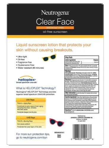 Neutrogena Clear Face Liquid Lotion Sunscreen, 2 pk