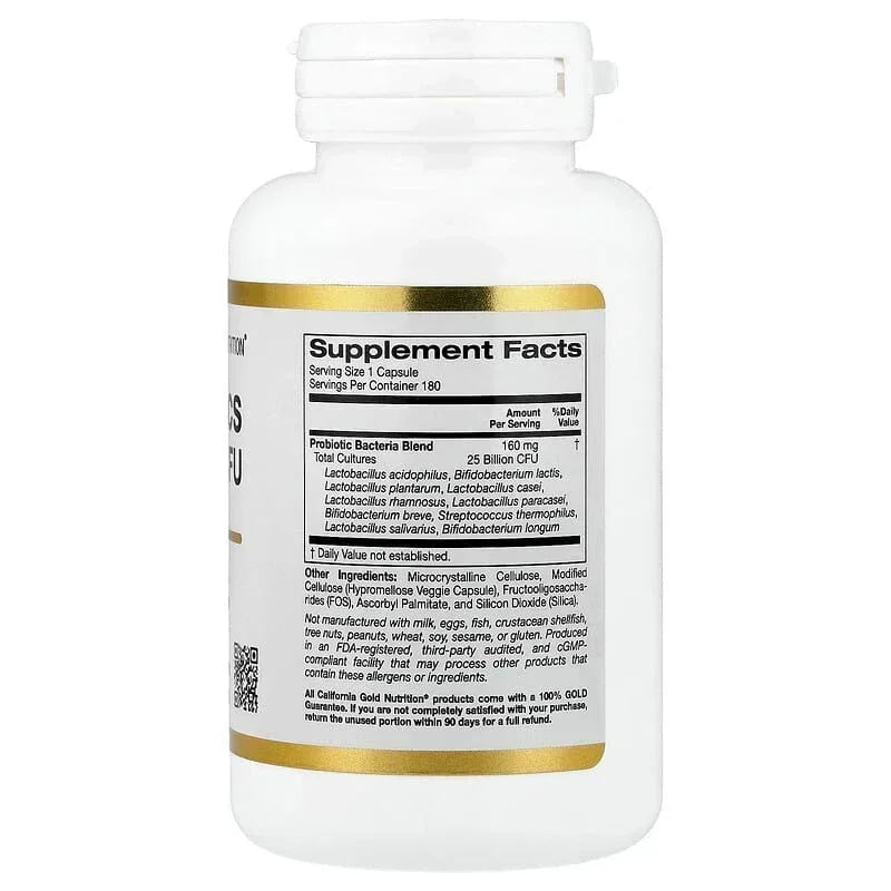 California Gold Nutrition, Probiotics with Lactobacillus acidophilus, Bifidobacterium lactis, Lactobacillus plantarum, and Lactobacillus casei, 10 Strain Blend, 25 Billion CFU