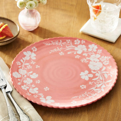 The Pioneer Woman Daisy 12-Piece Bamboo Melamine Dinnerware Set, Pink