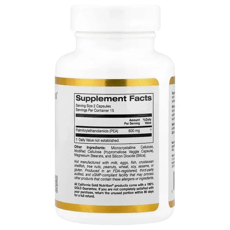 California Gold Nutrition, PEA (Palmitoylethanolamide), 90 Veggie Capsules (300 mg per Capsule)