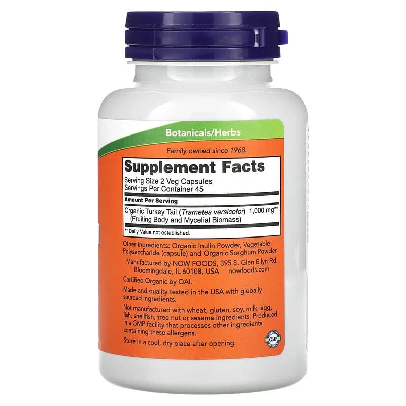 NOW Foods, Turkey Tail, 500 mg, 90 Veg Capsules