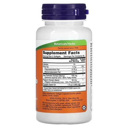 NOW Foods, Pygeum & Saw Palmetto, Softgels