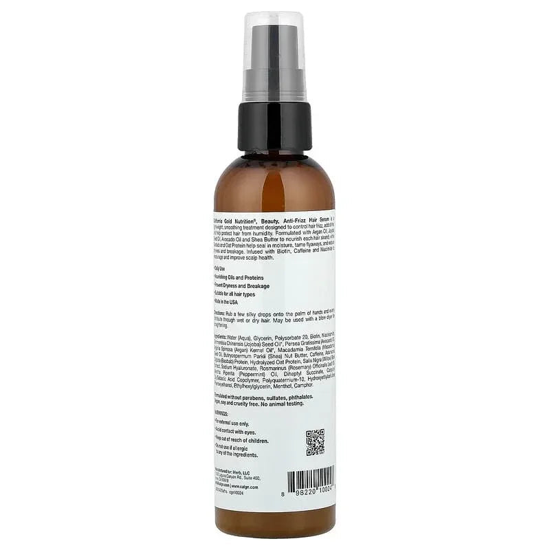 California Gold Nutrition, Beauty, Anti-Frizz Hair Serum, Biotin, Rosemary Mint, 4 fl oz (118 ml)