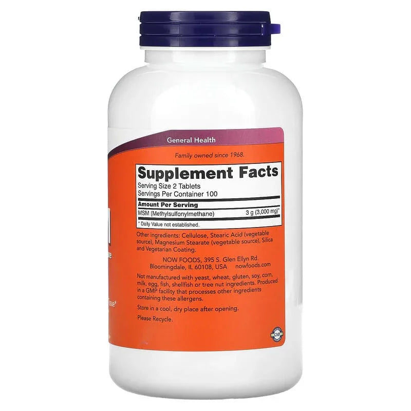 NOW Foods, MSM, 1,500 mg, 200 Tablets