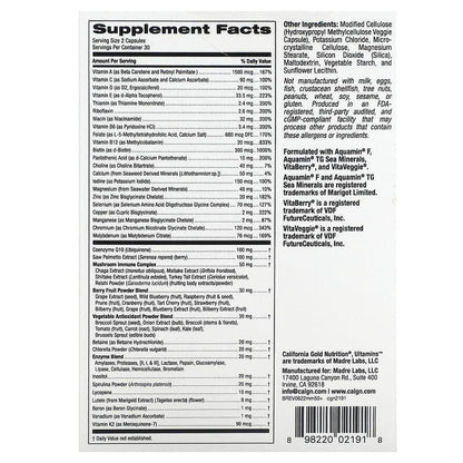 California Gold Nutrition, Ultamins with CoQ10, Mushrooms, Enzymes, Veggies & Berries, 60 Veggie Capsules