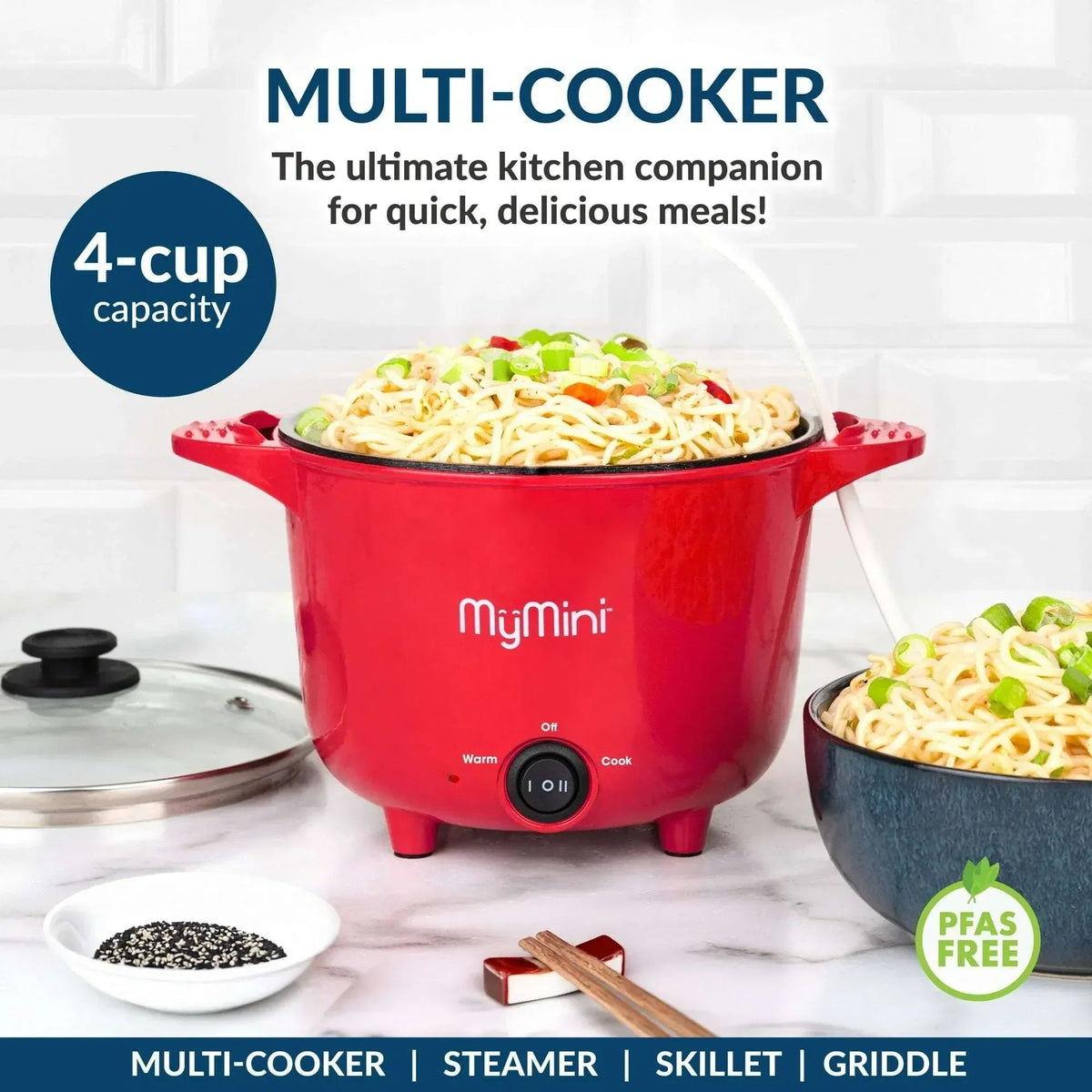 MyMini 32 oz Electric Multi-Cooker Pot, 260 watts, Red