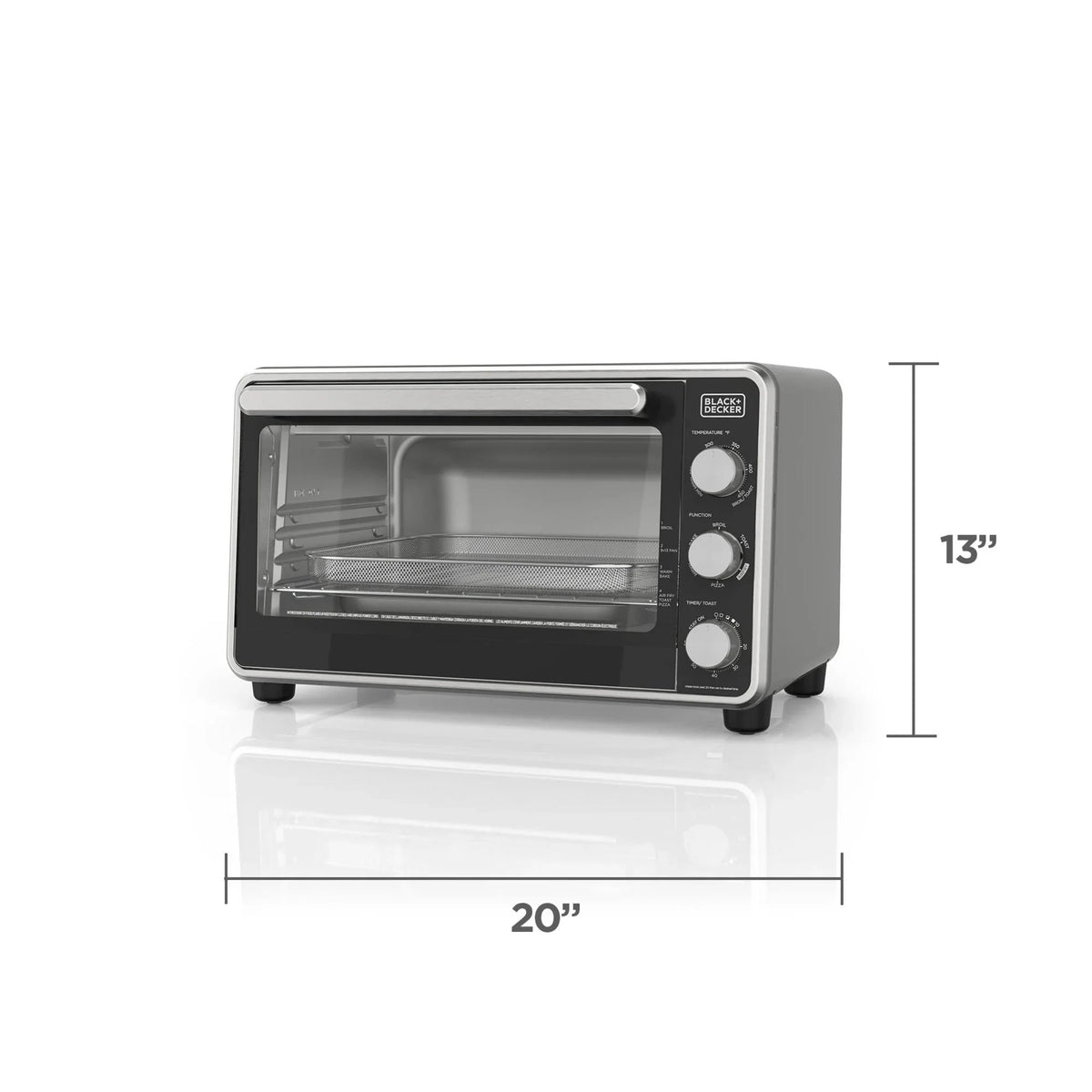 Black + Decker Crisp 'N Bake PRO 6-Slice Air Fryer Toaster Oven with Basket, Pan, Rack & Tray, Stainless Steel