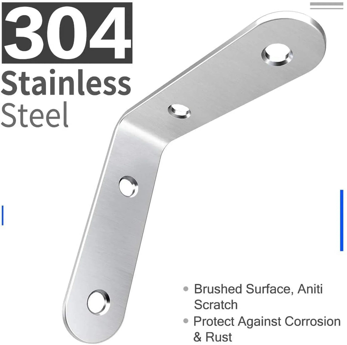 20-Pack Stainless Steel L Shape Brackets, 2" x 2" Corner Brace, Heavy Duty L Brackets for Shelves, Wood and Furniture, Right Angle Brackets with Enough Screws & Anchors