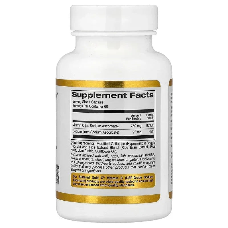 California Gold Nutrition, Buffered Gold C®, GOLD Standard Sodium Ascorbate (Vitamin C)