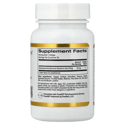 California Gold Nutrition, PQQ, 20 mg