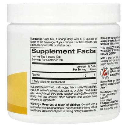 Super Nutrition, Taurine, Unflavored, 7.05 oz (200 g)