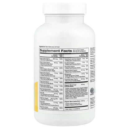 Super Nutrition, Organic Whole Food Men's Multivitamin with Organic Amla Extra, Organic Sunflower Extract, Organic Moringa Extract, and Organic Shiitake Extract, 120 Tablets
