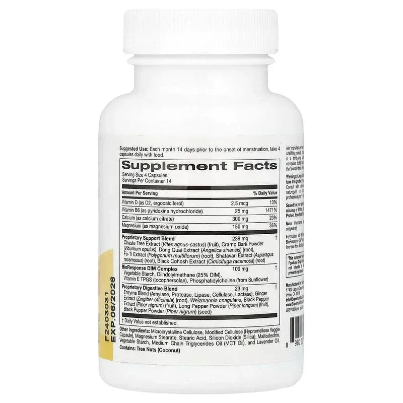 Super Nutrition, PMS Comfort Support with Calcium, Vitex, Magnesium, and BioResponse DIM Complex, 56 Veggie Capsules