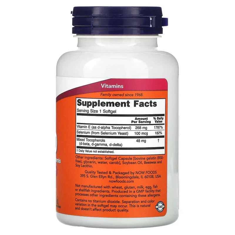 NOW Foods, E-400 D-Alpha with Mixed Tocopherols, 100 Softgels