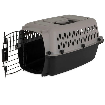Vibrant Life Pet Portable Kennel for Dogs, Hard-Sided Travel Carrier, Durable, Metal Door, Black & Grey, For Pets up to 10 lbs, 19" L x 12.3" W x 10.8" H