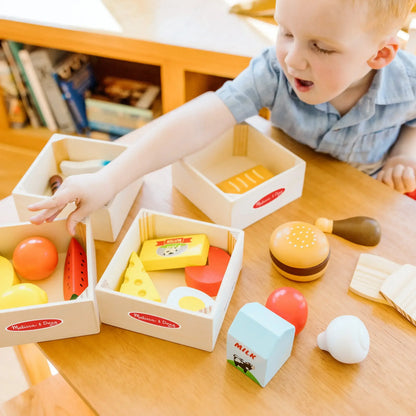 Melissa & Doug Food Groups - 21 Wooden Pieces and 4 Crates, Multi