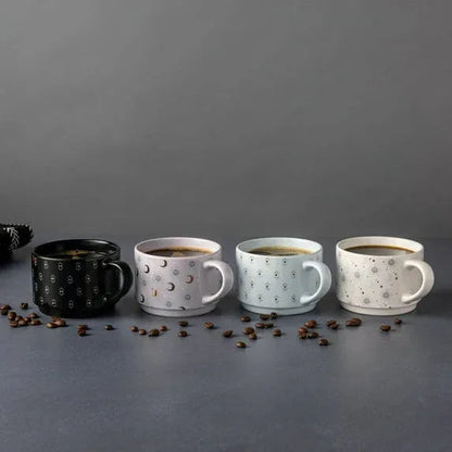 Thyme & Table 4 Pack Stacking Celestial Mugs, Assorted Colors 11.1 fl oz, Stoneware