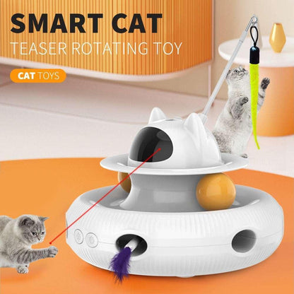 Cornmi Extendable Laser Feather USB Rechargeable Cat Teaser Wand, White