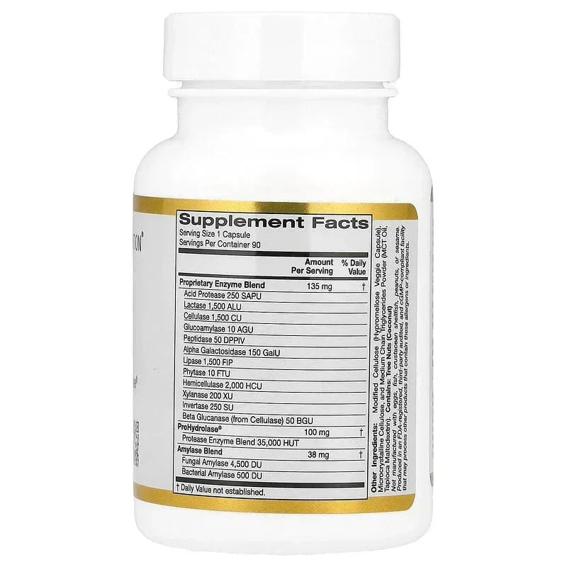 California Gold Nutrition, Digestive Enzymes with Proprietary Enzyme Blend, ProHydrolase® and Amylase Blend, 90 Veggie Capsules